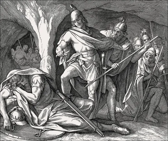 Framed Print : David Spares Saul's Life, Old Testament