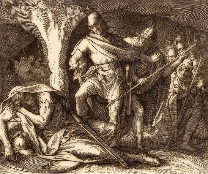 Framed Print : David Spares Saul's Life, Old Testament