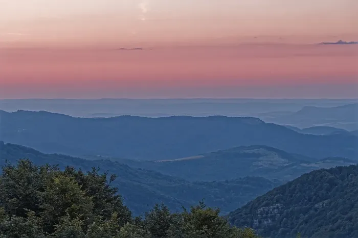 Framed Print : Dawn over the mountain landscape of the Balkan Mountains