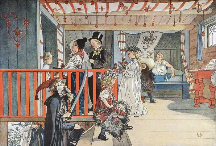 Framed Print : Name Day, illustration in The House in the Sun by Carl Larsson