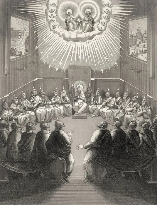 Framed Print : The Day of Pentecost, the descent of the Holy Spirit upon the Apostles