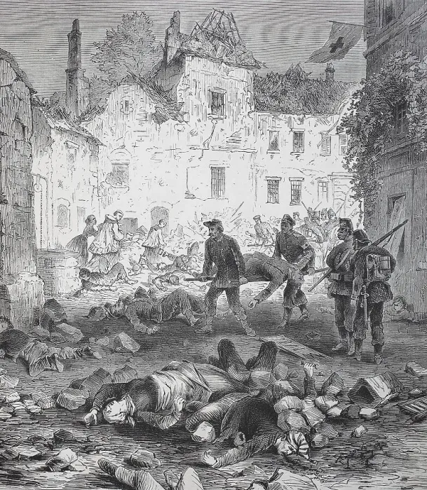 Framed Print : Dead and wounded after the blasting of the powder tower in the town of Laon on 9 September Framed Print : Dead and wounded after the blasting of the powder tower in the town of Laon on 9 September