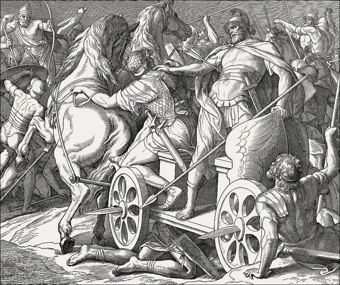 Framed Print : Death of Ahab, Old Testament, by Julius Schnorr von Carolsfeld