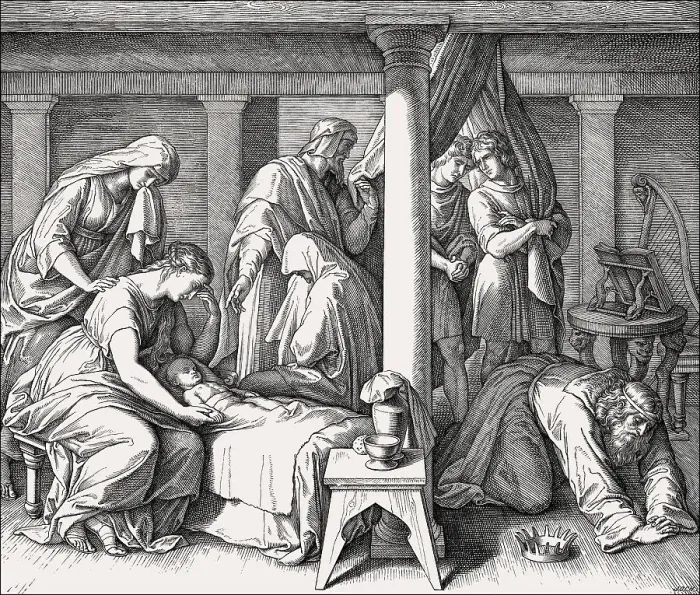 Framed Print : The death of Bathsheba's first child with David