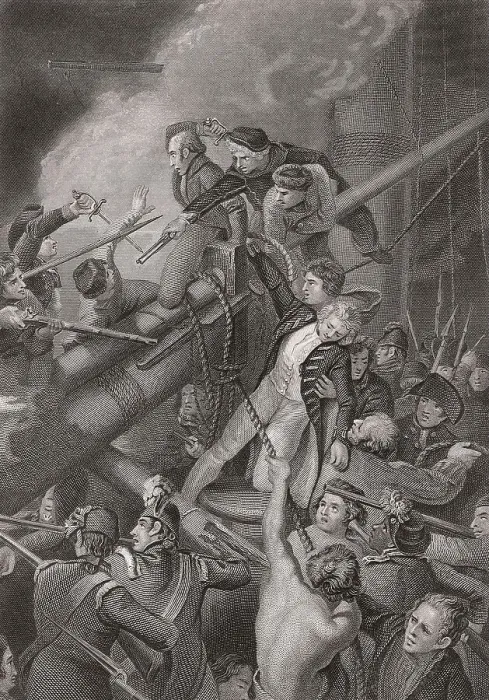 Framed Print : Death of Captain Robert Faulknor the Younger on January 5