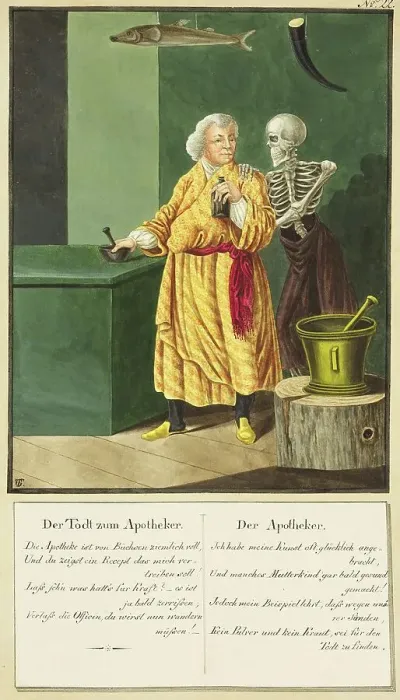Framed Print : Death Comes to the Apothecary, Todten-Tantz after Beck