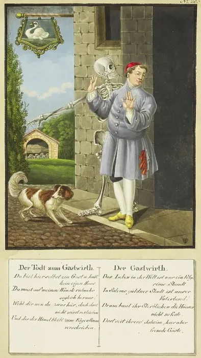 Framed Print : Death Comes to the Innkeeper, Todten-Tantz after Beck Framed Print : Death Comes to the Innkeeper, Todten-Tantz after Beck