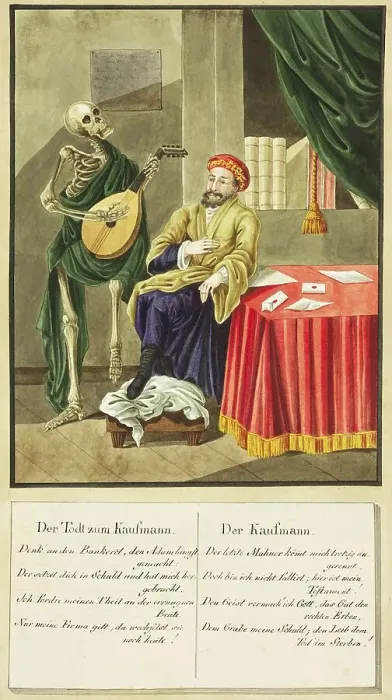 Framed Print : Death Comes to the Merchant, Todten-Tantz after Beck Framed Print : Death Comes to the Merchant, Todten-Tantz after Beck