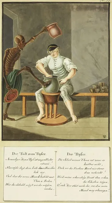 Framed Print : Death comes to the potter, Todten-Tantz after Beck Framed Print : Death comes to the potter, Todten-Tantz after Beck