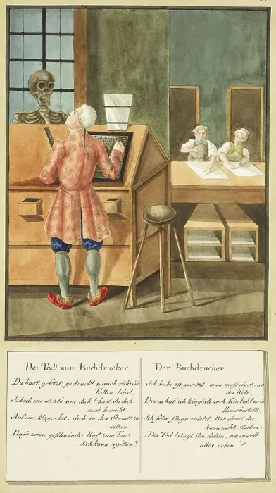 Framed Print : Death Comes to the Printer, Todten-Tantz after Beck Framed Print : Death Comes to the Printer, Todten-Tantz after Beck