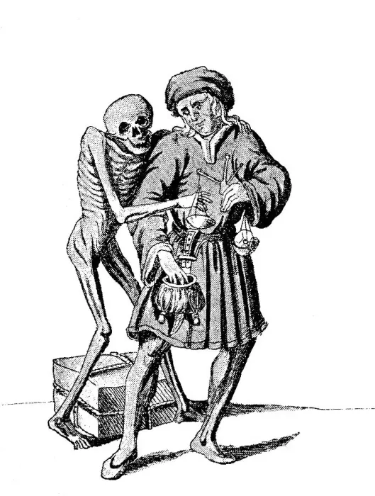 Framed Print : Death and the Merchant, from the Dance of Death