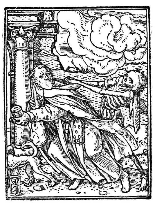 Framed Print : Death and the Monk from Hans Holbein's Dance of Death