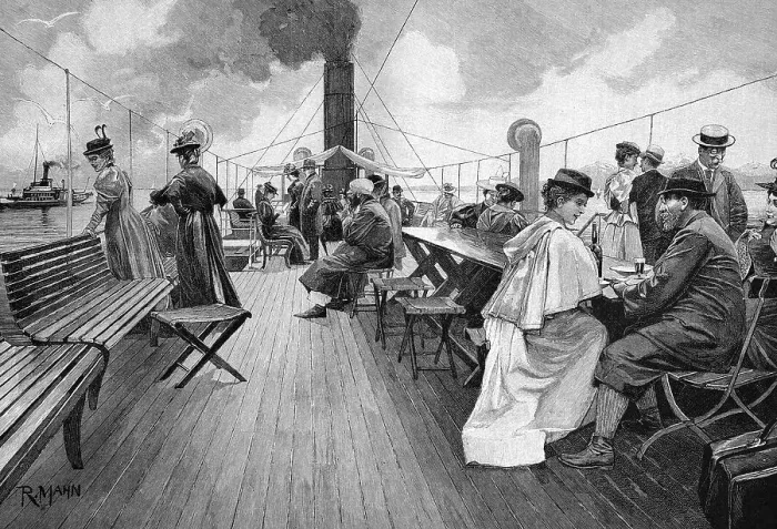 Framed Print : On the deck of a steamboat, Lake Constance Framed Print : On the deck of a steamboat, Lake Constance