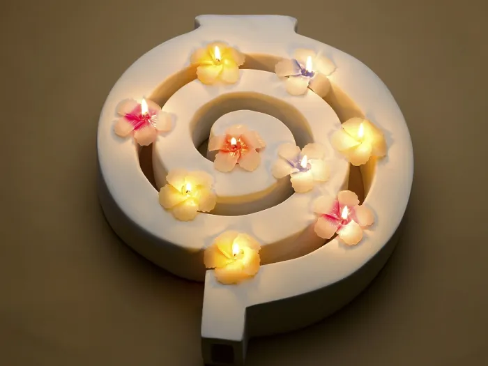 Framed Print : Decorated wax lamps in flower shape on diwali festival