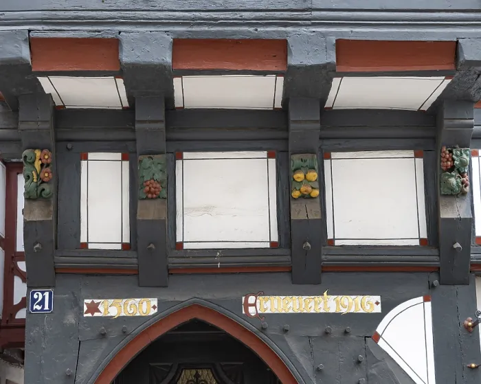 Framed Print : Decoration on half-timbered house Framed Print : Decoration on half-timbered house