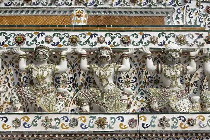 Framed Print : Decorations of Wat Arun temple, Bangkok, Thailand