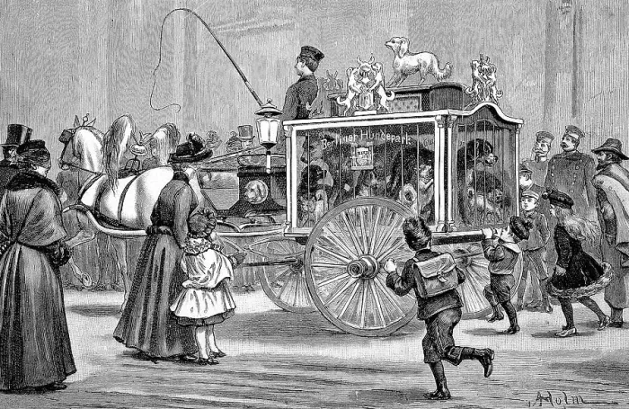Framed Print : Decorative advertising carriage of the Berlin Dog Park in 1875