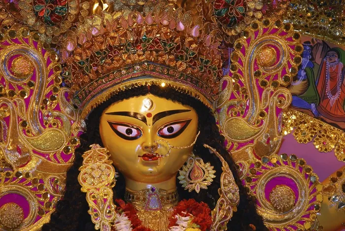 Framed Print : Decorative Durga clay model showing third eye open on Durga puja Framed Print : Decorative Durga clay model showing third eye open on Durga puja