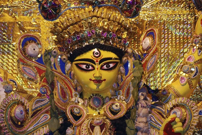 Framed Print : Decorative Durga clay model showing third eye open on Durga puja Framed Print : Decorative Durga clay model showing third eye open on Durga puja