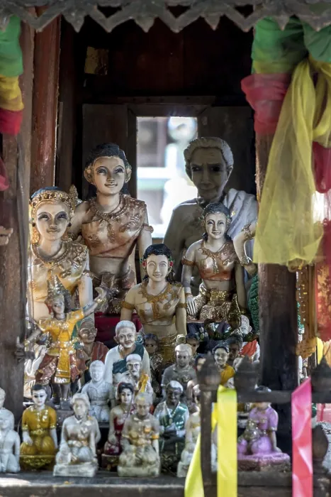 Framed Print : The decorative figure dools arranged inside ghost house