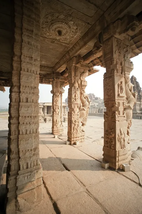 Framed Print : Decorative pillars carving at vitthal temple