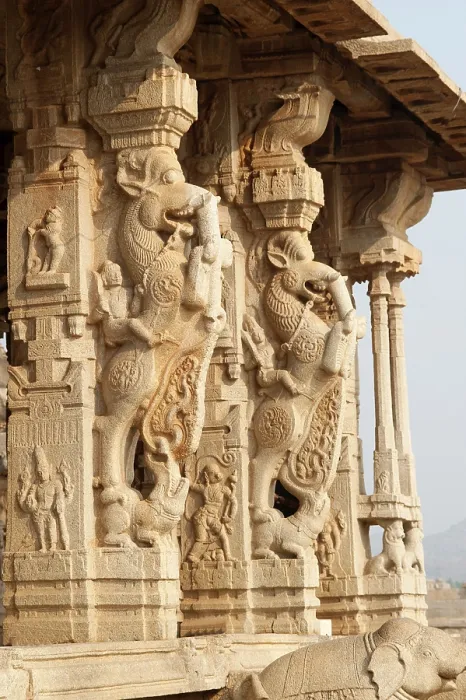 Framed Print : Decorative pillars carving at vitthal temple