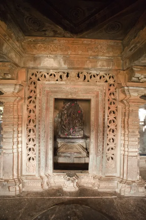 Framed Print : Decorative pillars and walls of kamala narayana temple in degaon