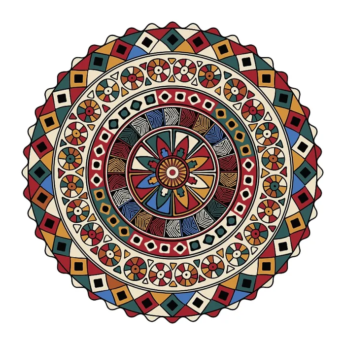 Framed Print : Decorative round tribal design element over white background Framed Print : Decorative round tribal design element over white background