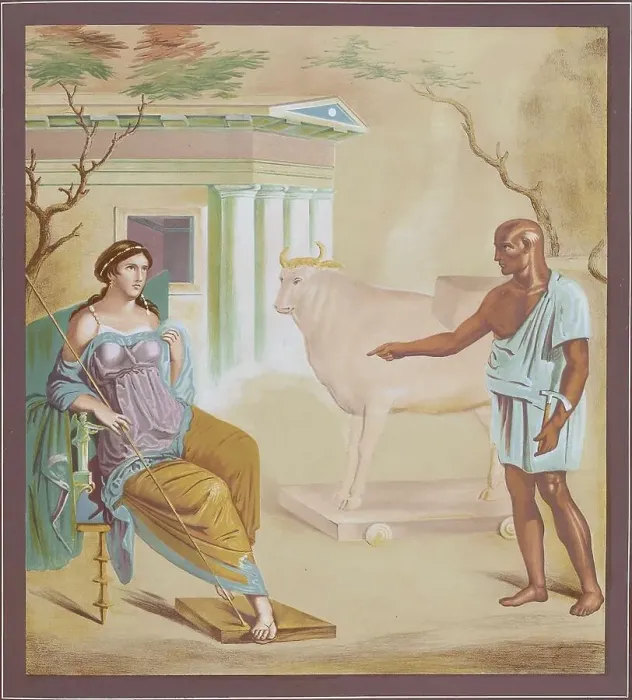 Framed Print : Dedale and Pasiphae, Pasiphae, the daughter of the sun god Helios Framed Print : Dedale and Pasiphae, Pasiphae, the daughter of the sun god Helios