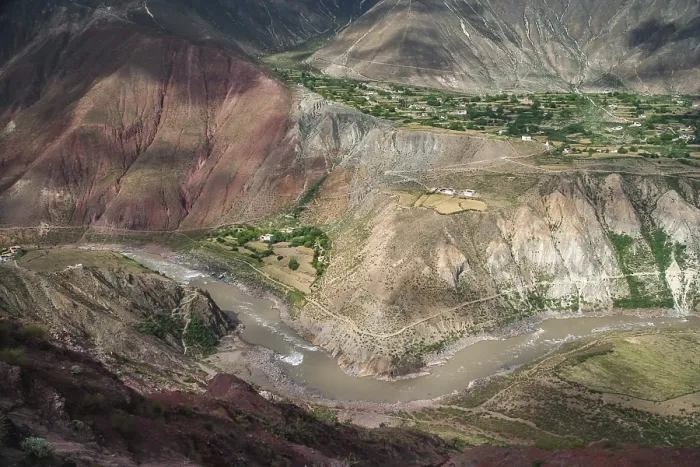 Framed Print : Deep mountain river valley in Yunnan province