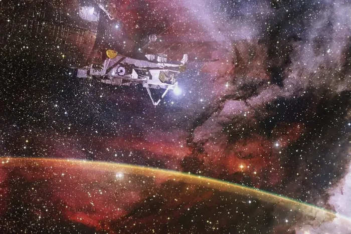 Framed Print : Deep space. Awesome science fiction render Framed Print : Deep space. Awesome science fiction render