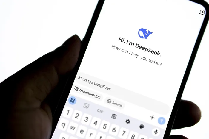 Framed Print : Deepseek Ai logo is displayed on smartphone Framed Print : Deepseek Ai logo is displayed on smartphone