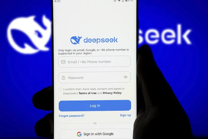 Framed Print : Deepseek Ai logo is displayed on smartphone