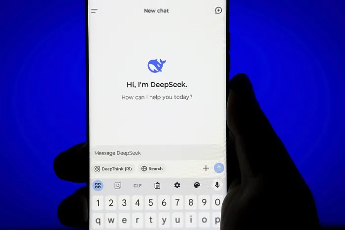 Framed Print : Deepseek Ai logo is displayed on smartphone