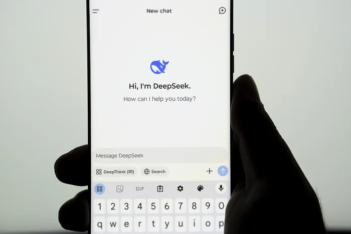 Framed Print : Deepseek Ai logo is displayed on smartphone