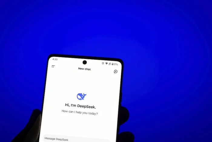 Framed Print : Deepseek Ai logo is displayed on smartphone