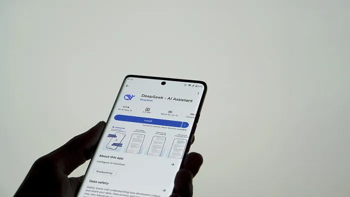 Framed Print : Deepseek Ai logo is displayed on smartphone Framed Print : Deepseek Ai logo is displayed on smartphone