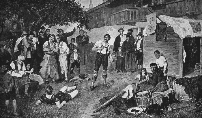 Framed Print : The defeated Hercules, brawl at a village parish fair