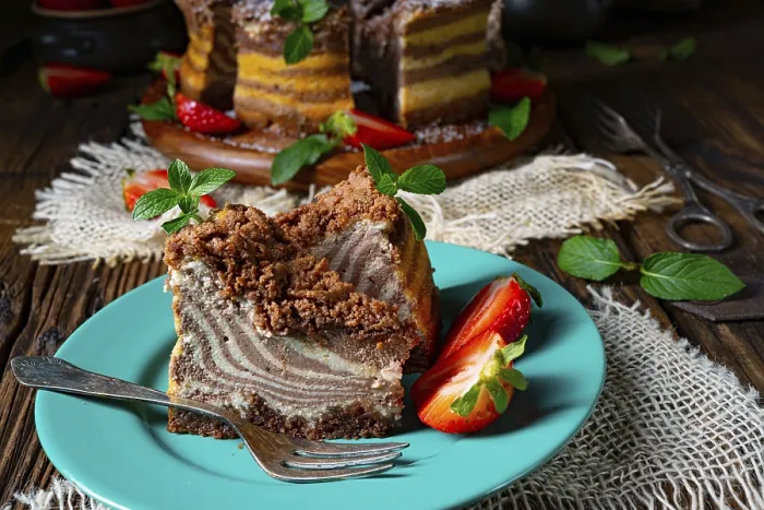 Framed Print : Delicious and creamy zebra cheesecake