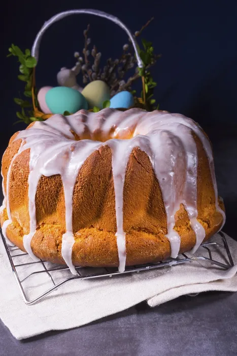 Framed Print : Delicious Easter sand cake with white cake icing