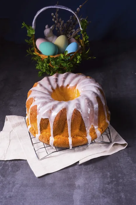 Framed Print : Delicious Easter sand cake with white cake icing