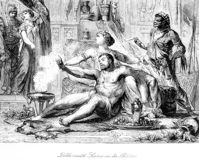 Framed Print : Delilah betrays Samson to the Philistines Framed Print : Delilah betrays Samson to the Philistines