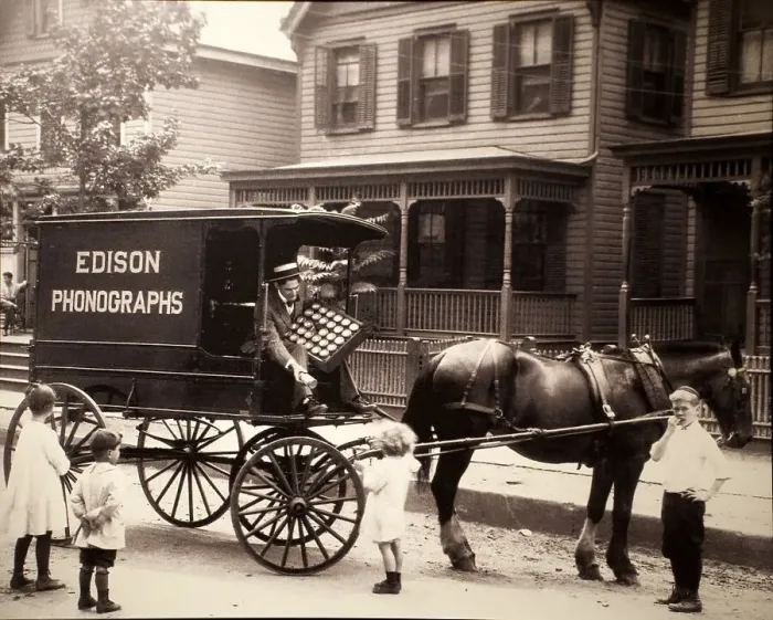 Framed Print : Delivery of new Edison Phonograph rollers Framed Print : Delivery of new Edison Phonograph rollers