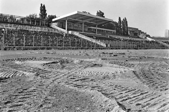 Framed Print : Demolition work has begun at the Weltjugend stadium