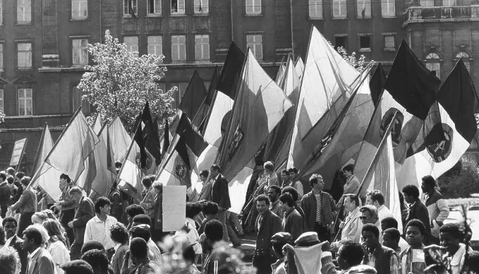 Framed Print : Demonstration at 1 Mai, Leipzig