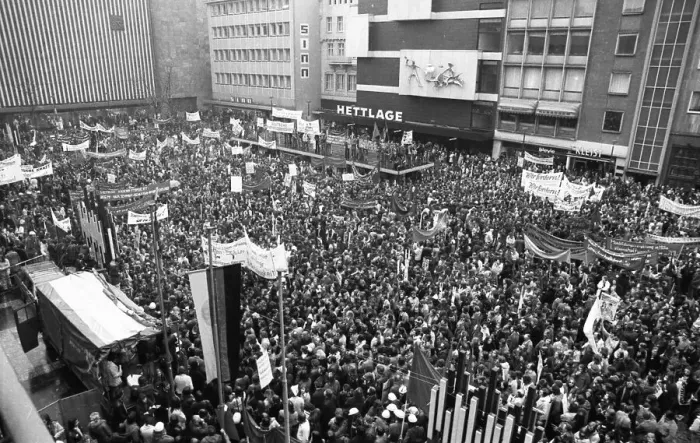 Framed Print : Demonstration of 30, 000 of the DGB youth against unemployment and better vocational training on 19