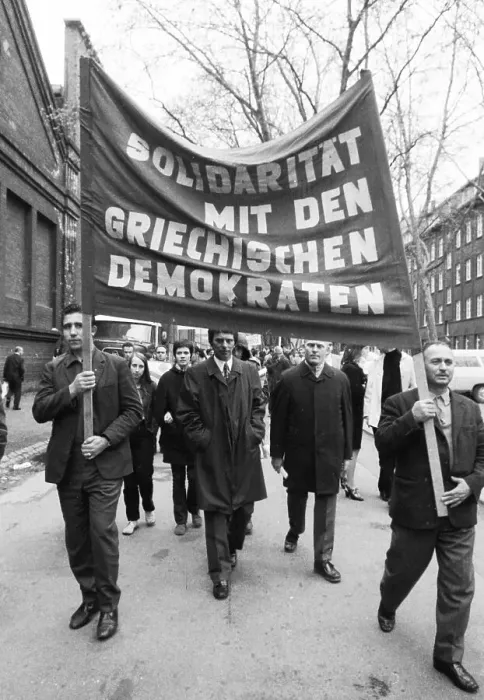 Framed Print : A demonstration with folklore elements in Duesseldorf on 25