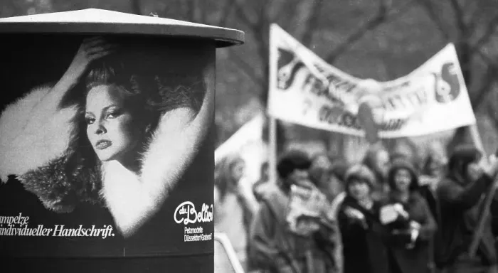 Framed Print : Demonstration by woman and men on International Women's Day