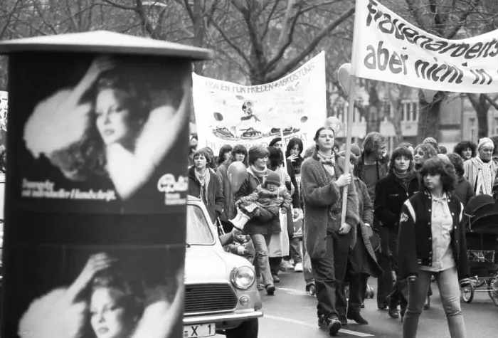 Framed Print : Demonstration by woman and men on International Women's Day