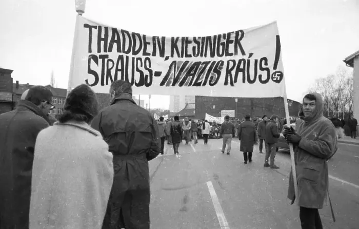 Framed Print : Several hundred demonstrators, among them many young people Framed Print : Several hundred demonstrators, among them many young people